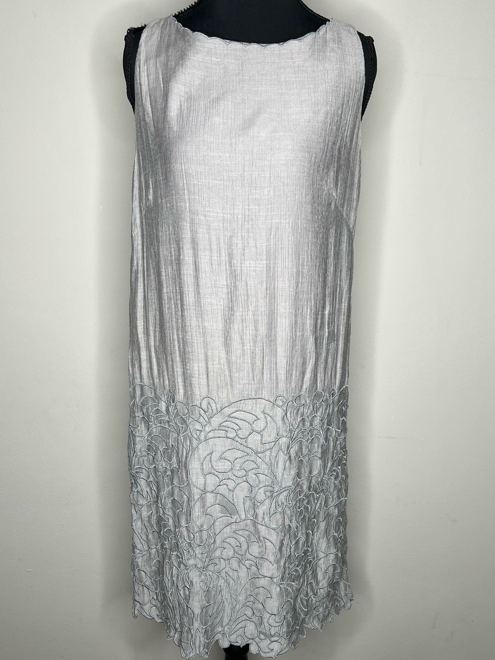 LOFT Soft Silver Mixed-Media Dress